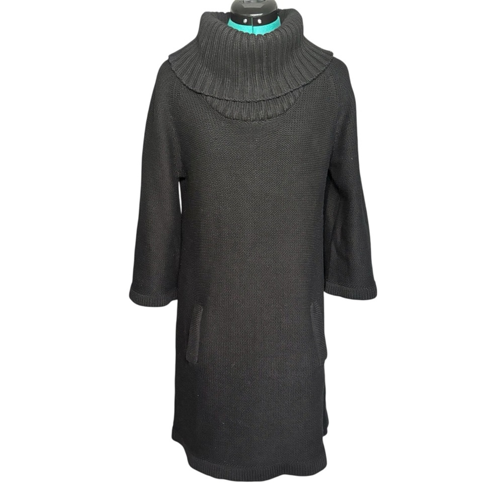 525 America Black Knit Turtleneck Sweater Dress